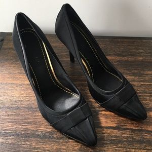Nine West Black Satin Pointed Toe Heels